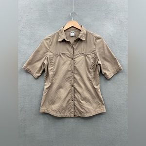 REI Women’s Size Small Button Up Short Sleeve Shirt Nylon Dark Tan